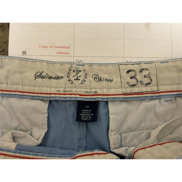 IZOD Size 33” Saltwater 9” Inseam Flat Front Chino Shorts Blue Cotton - Picture 4 of 6